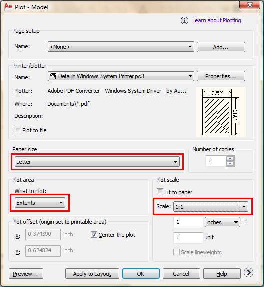 AutoCAD 2010 Plot Dialog Box