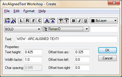 Arc Aligned Text Dialog