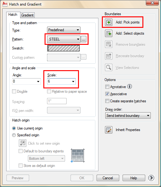 Hatch Dialog Box