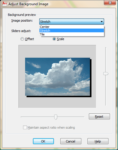Adjusting the background in AutoCAD 2010