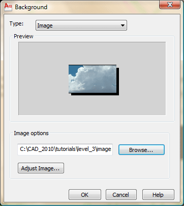 Background Dialog in AutoCAD 2007