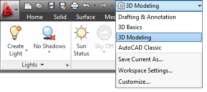 Change Workspace in AutoCAD 2012