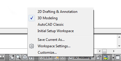 Change Workspace in AutoCAD 2010