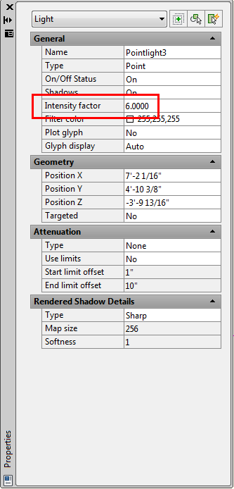 Light Properties in AutoCAD 2010