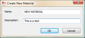 Naming a new Material in AutoCAD 2007