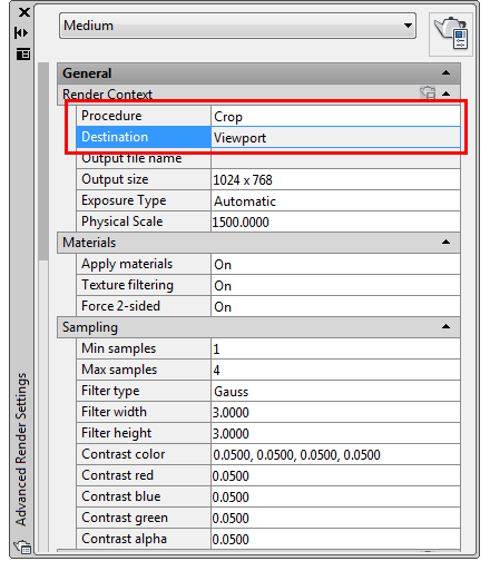  Viewport Render Settings in AutoCAD2012