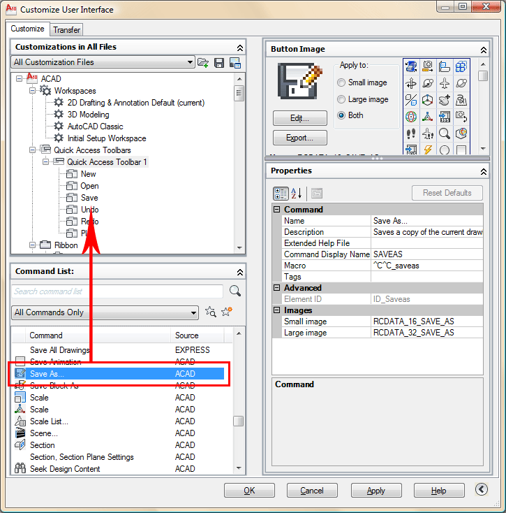 CUI in AutoCAD 2010