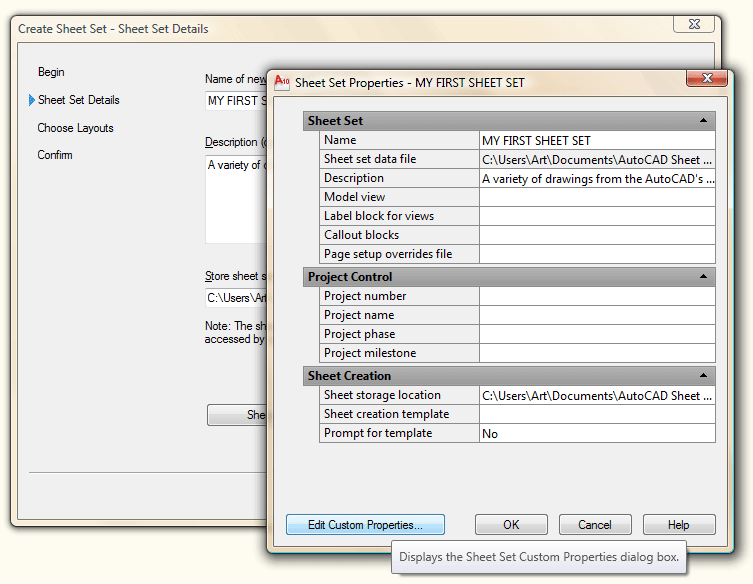 Sheet Set Properties