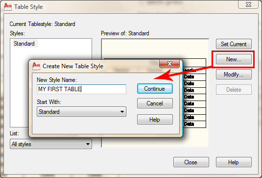 Create New Table